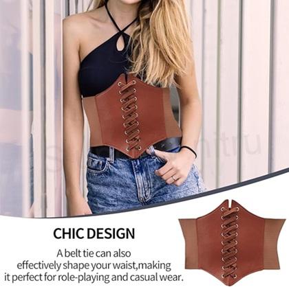 Gotický kožený korzet světle hnědý délka složený 34 cm (K644)