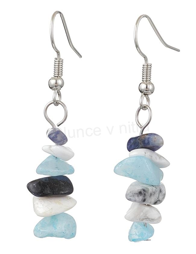 Minerální náušnice howlit, modrý nefrit, sodalit (X2122)