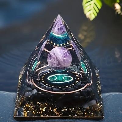 Orgonitová pyramida - nebeské znamení ryby, ametyst 5,5 x 5,2 cm (PP211)