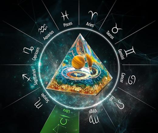 Orgonitová pyramida - znamení váhy, tygří oko 6,2 x 5,9 cm (PP214)