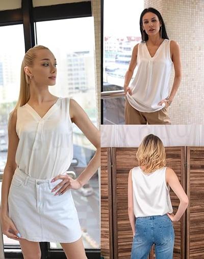 Halenkový saténový dámský top velikost M (K658)