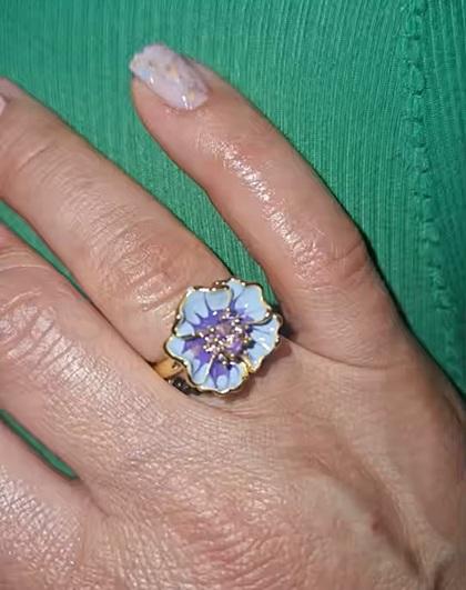 Květinový smaltovaný, zirkonový prsten velikost 57 (BP560)