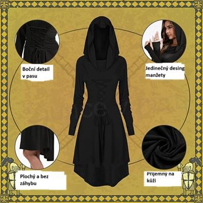 Dámské gotické středověké oblečení šaty s doplňky velikost 3XL (K671)