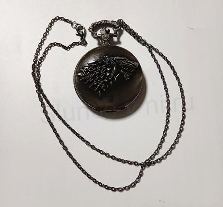 Kapesní cibulové hodinky s řetízkem - vlk, zaklínač, Geralt (H742)