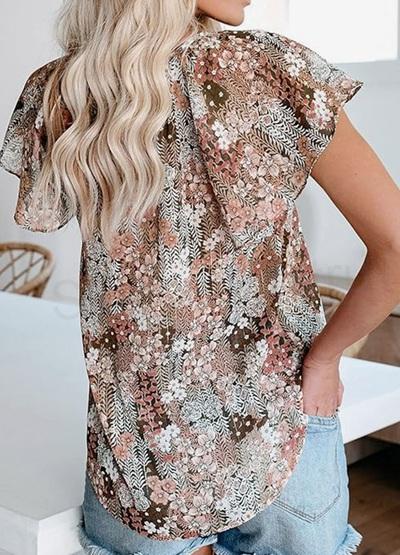 Dámská ležérní tunika výstřih do V, krátký rukáv velikost L (K680)