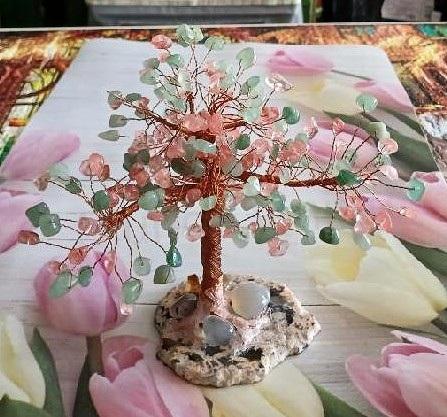 Minerální stromeček štěstí – achát, jahodový křemen, avanturín (X2187)