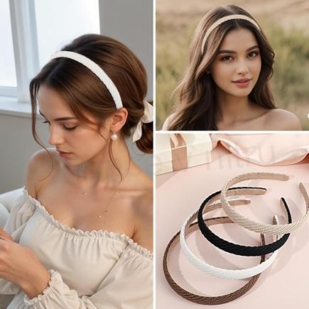 Pletená módní čelenka – černá (H764)