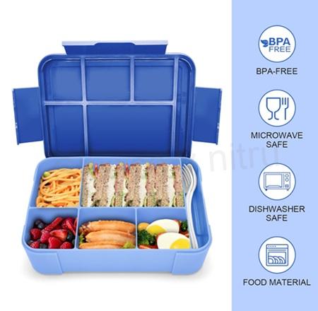 IJIAMY Dětský lunch box s přihrádkami 1300 ml bez BPA – královská modrá (L67)