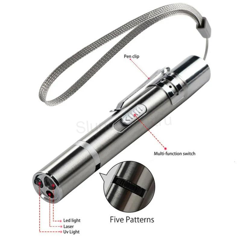 Interaktivní laserová hračka pro kočky 3v1 – USB dobíjecí + kovové pouzdro (T38)