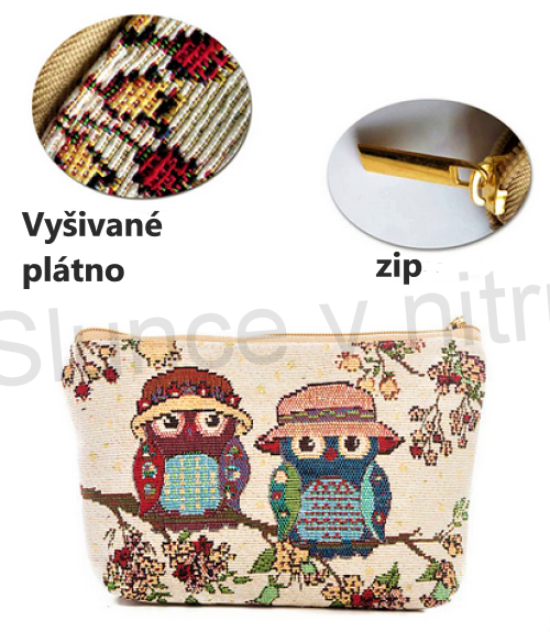 Dámská, dívčí kosmetická taška, taštička Sovičky sova (H51)