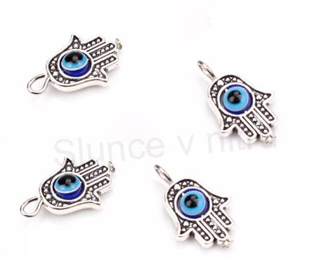 Přívěsek Ruka Fatimy, Hamsa - modré oko (AA166)