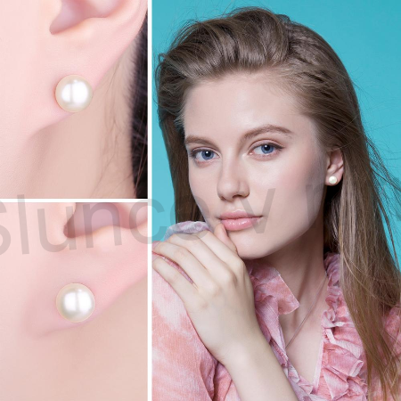 Postříbřené Perlové Naušnice (BE26)