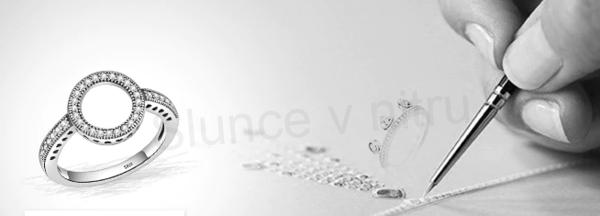 Postříbřený prsten s kruhem a zirkony (BE30)