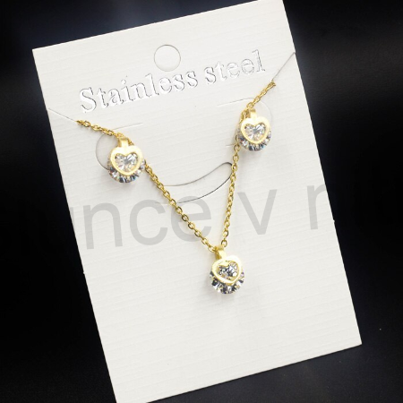 Pozlacená souprava šperků z chirurgické oceli se zirkonem (BS13)