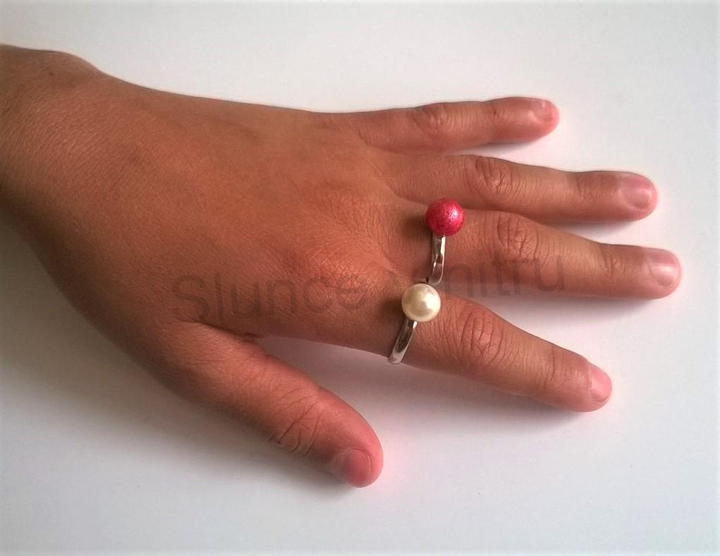 Nastavitelný perlový prstýnek tmavě růžová - imitace perly (BP195)