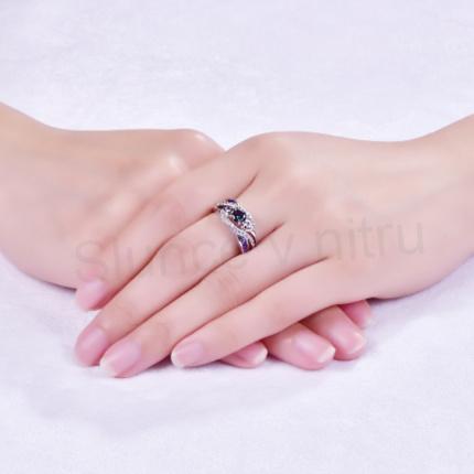 Postříbřený prsten s multi zirkonem velikost 59 (BE108)