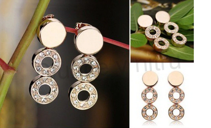 Pozlacená souprava šperků z chirurgické oceli a zirkony (BS24)