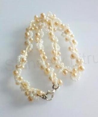 Náhrdelník krajkový perličkový, starožitný zdobený (BD182)