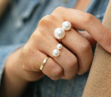 Otevřený perlový prsten bohemia stříbrný (BP138)