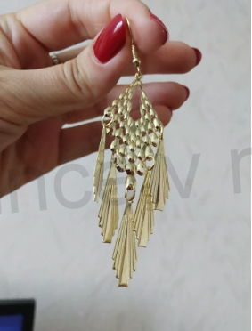 Dlouhé visací náušnice lístky pozlacené (BB273)