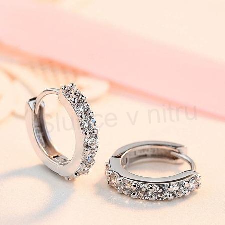 Postříbřené náušnice kruhové se zirkony 13 mm (BE37)