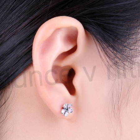 Postříbřené kytičkové naušnice (BE31)