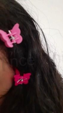 Mini skřipec do vlasů barevný motýlek růžový 17,6 x 18,5 mm (H169)