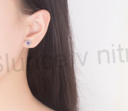 Postříbřené puzetové náušnice ametystové (BE146)