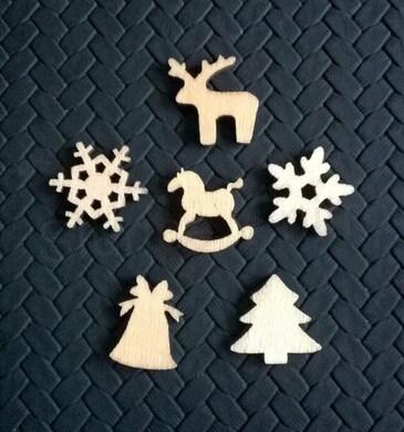 Dřevěné výřezy - ozdoby mix 6 ks (V7)