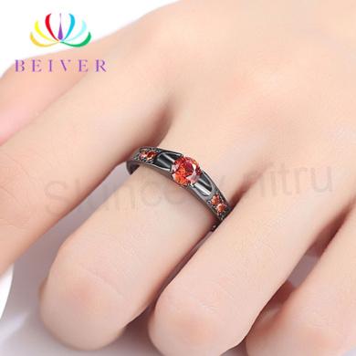 Černý prsten se zirkony CZ 0,5 ct (BP153)