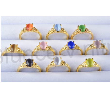 Pozlacený prsten s polodrahokamenem oranžový (BP149)