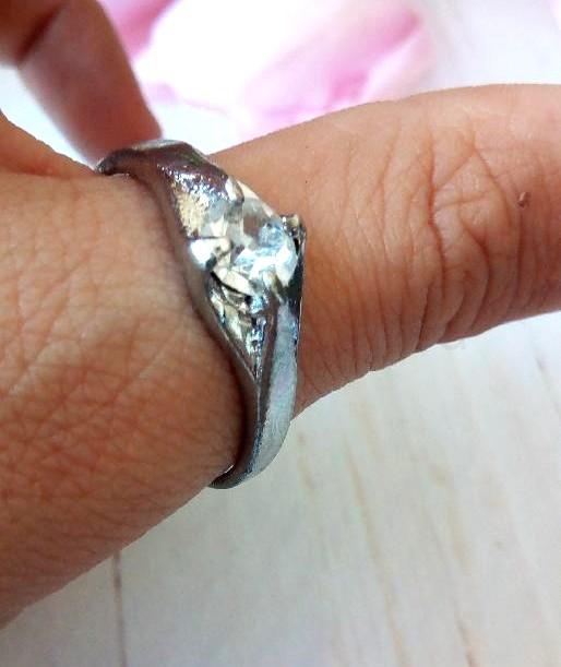 Pokovený prsten s čirým zirkonem velikost 66 (BP154)