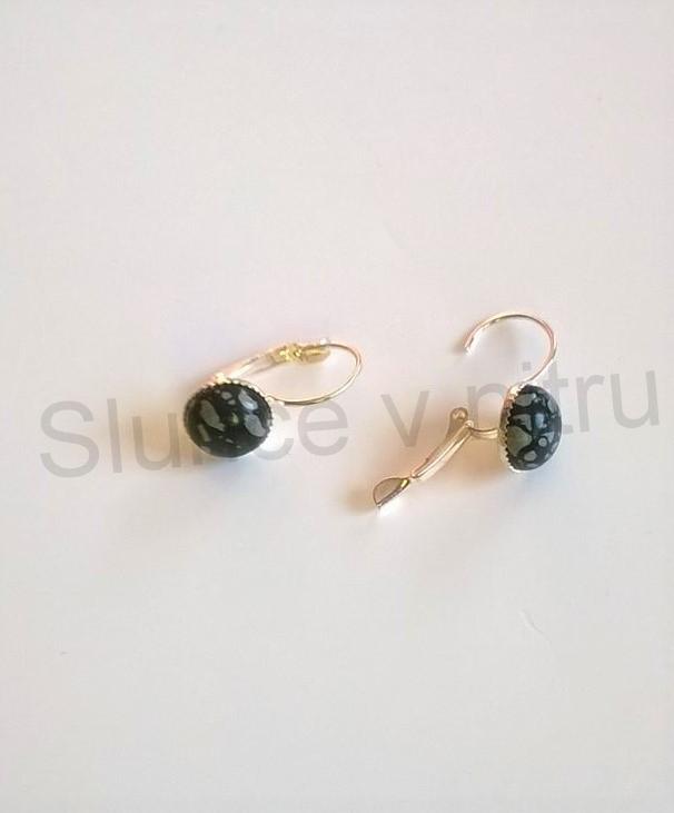 Minerální stříbrné obsidiánové náušnice (X252)