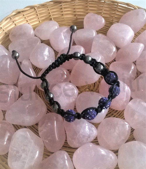 Náramek shamballa s pave korálků Swarovski fialové (BC439)