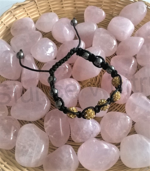 Náramek shamballa s pave korálků Swarovski zlaté (BC440)