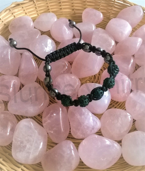 Náramek shamballa s pave korálků Swarovski tmavě zelené (BC443)