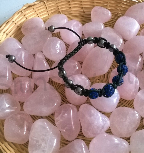 Náramek shamballa s pave korálků Swarovski tmavě modré (BC444)