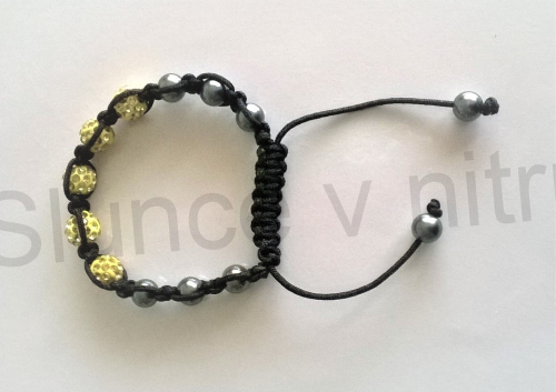 Náramek shamballa s pave korálků Swarovski žluté (BC449)