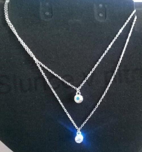 Dvojitý stříbrný náhrdelník se dvěma kamínky (BD230)