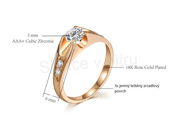 Pozlacený prsten se zirkony CZ 0,5 ct velikost 57 (BP231)