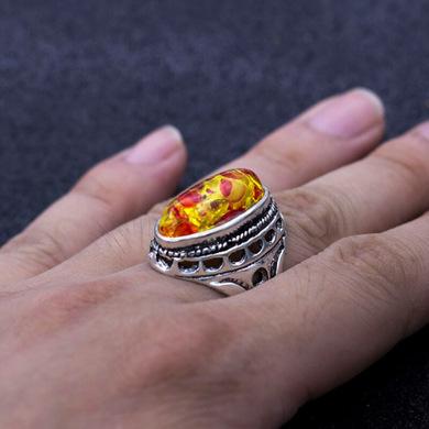 Minerální prsten  s Jantarem (X408)