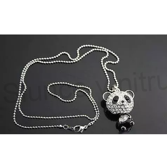 Náhrdelník z chirurgické oceli medvídek se zirkony (BD254)