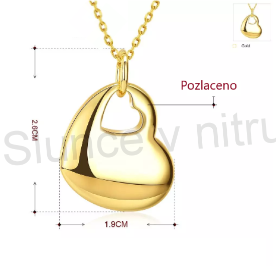 Pozlacený náhrdelník z chirurgické oceli Srdce v Srdci (BD256)