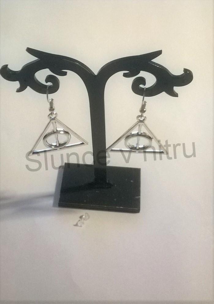 Dlouhé náušnice Harry Potter - Relikvie Smrti - platinové (BB412)