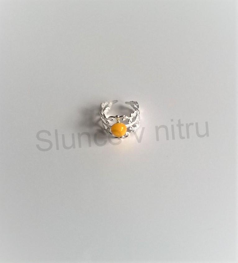 Nastavitelný ozdobný postříbřený minerální prsten Jadeit (X437)