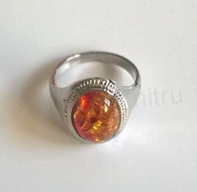 Minerální prsten s Jantarem postříbřeno (X440)