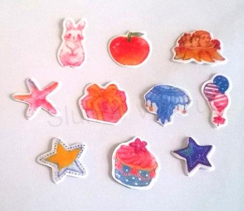 Samolepky, Obtisky na Papír Směska - 10 kusů číslo 2 (E258)