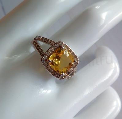 Postříbřený prsten s Citrínem a zirkony (BE170)