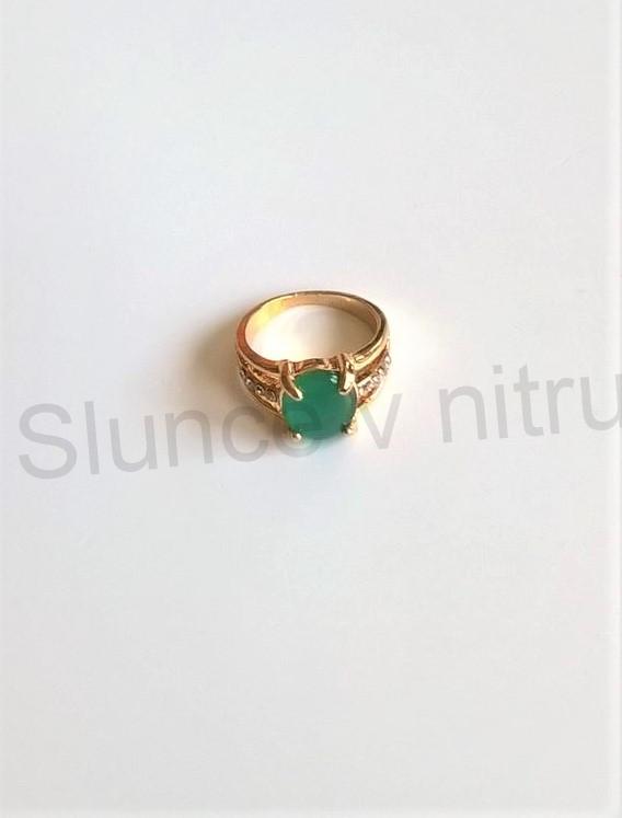 Prsten s polodrahokamenem Kočičí oko a zirkony (BP86)