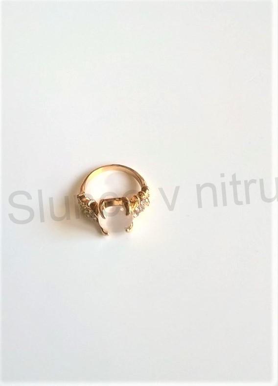 Prsten s polodrahokamenem Kočičí oko a zirkony (BP87)